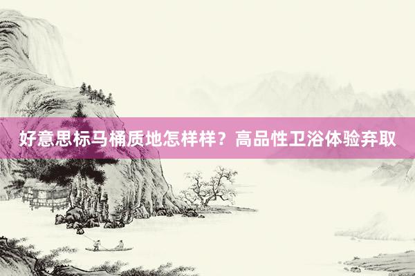 好意思标马桶质地怎样样？高品性卫浴体验弃取