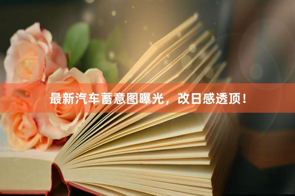 最新汽车蓄意图曝光，改日感透顶！